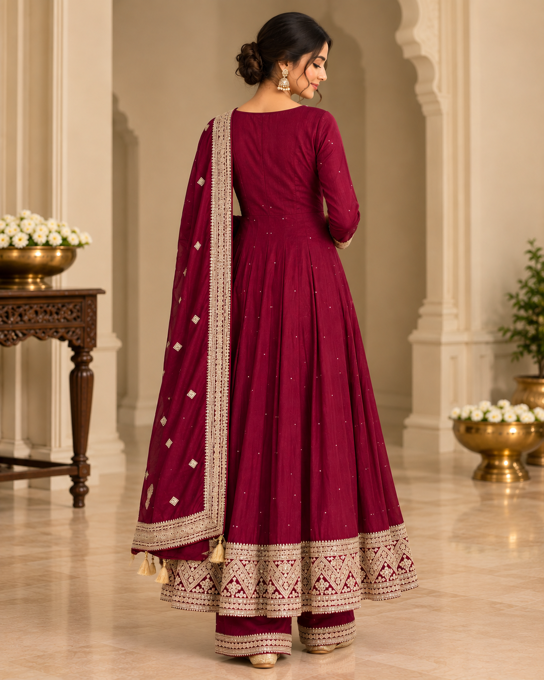 Maroon Frock Suit - View 2