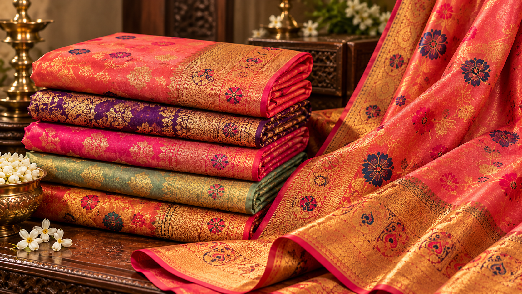 Red Banarasi saree from our collection