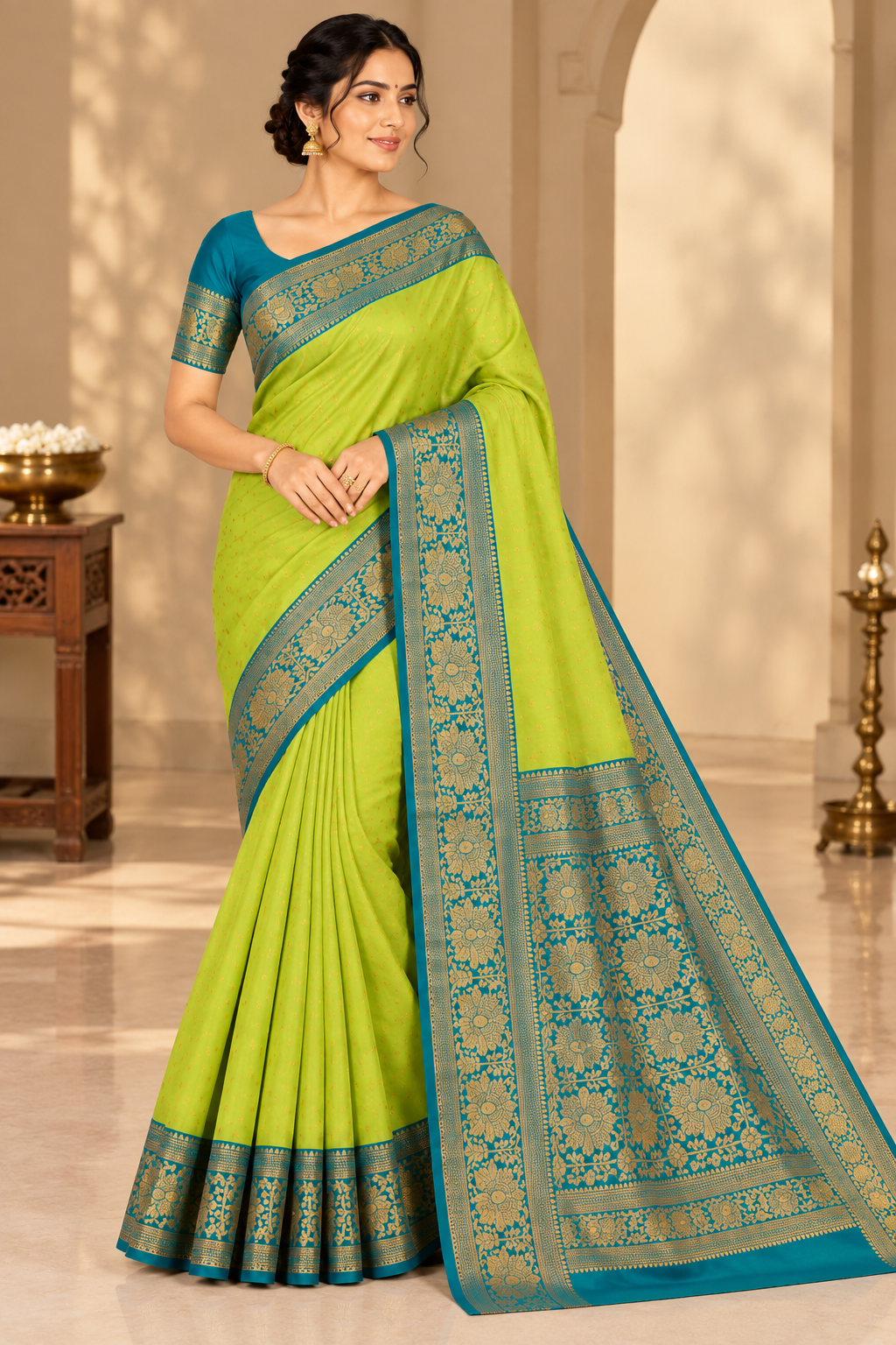 Banarasi Cotton Silk Saree - View 1